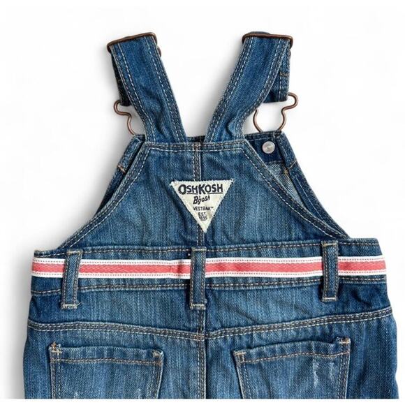 Osh Josh B’Gosh Baby Girl Denim Overall Denim Skirt Dress With Pink Tie 6 Months - Picture 4 of 6